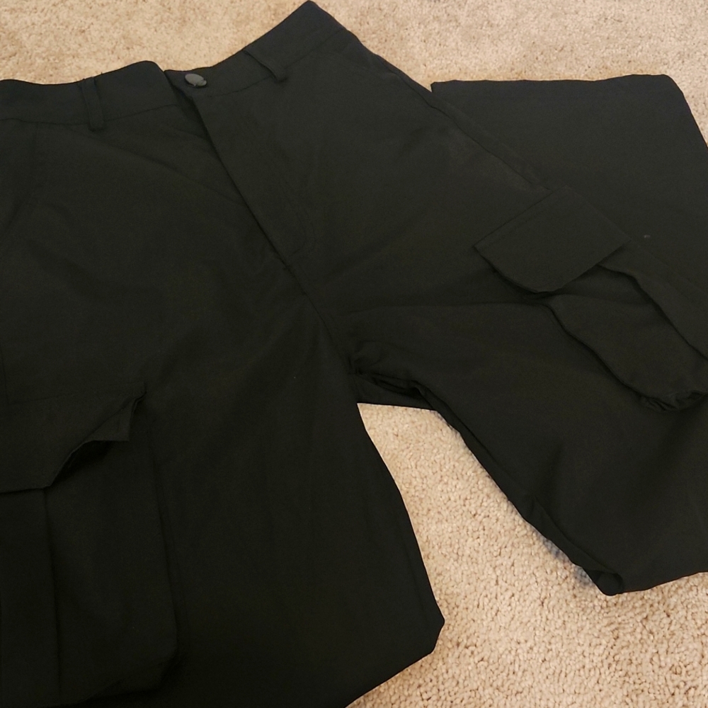 Black Cargo Pocket Pants